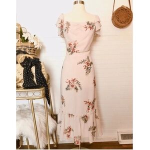 Willow & Clay Pastel Pink Floral Ruffle Chiffon Dress NWT Size Medium